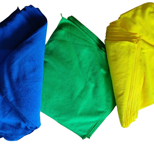 Bulk Pack of 50 Microfiber Cleaning Cloths – 400 GSM (Blue, Green & Yellow)