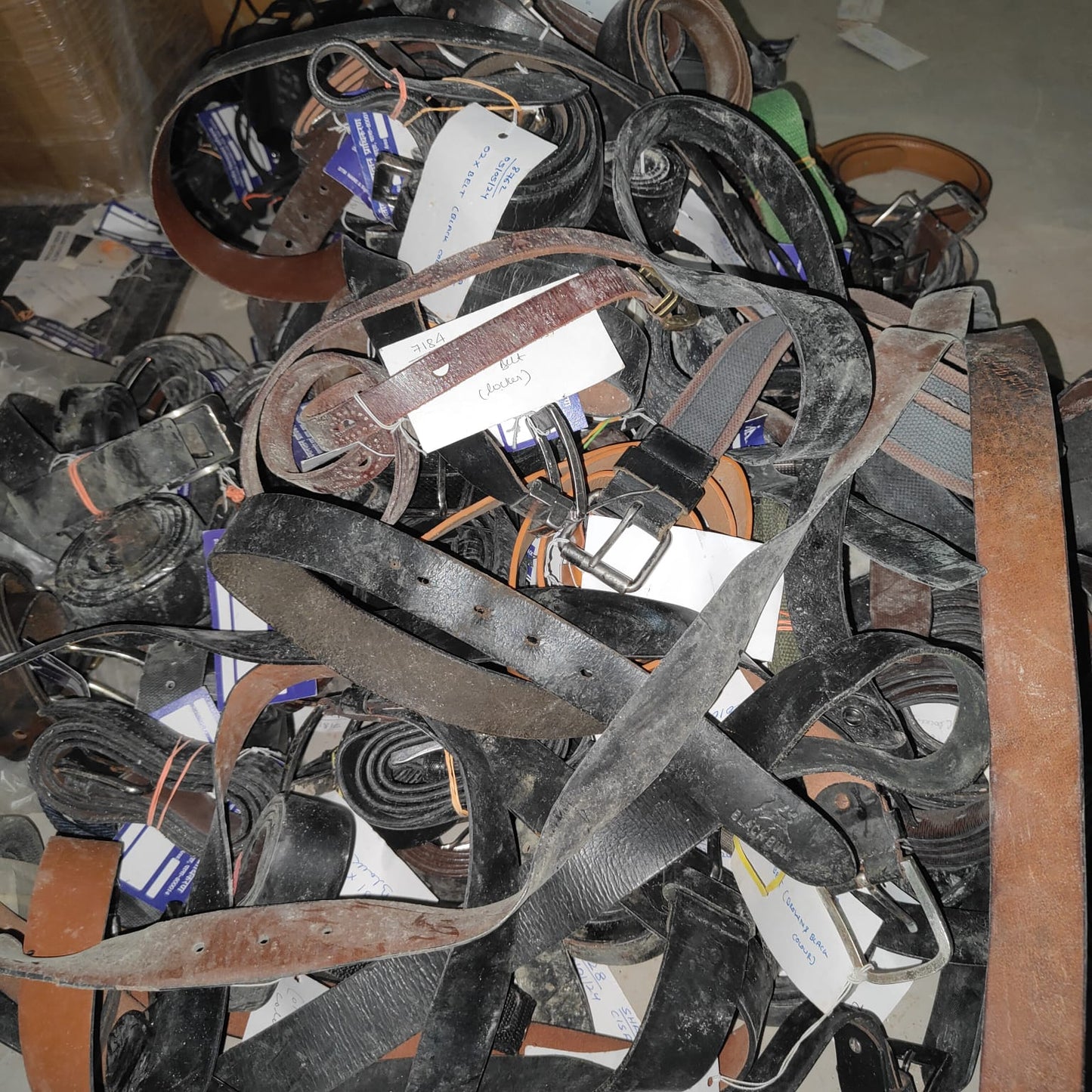 Lot of 154 Mixed Belts – Leather, Fabric & Casual Styles | Pre-Owned Auction Stock