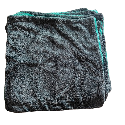 Bulk Pack of 17 Ultra-Thick Microfiber Cloths – 900 GSM, 38x38 cm (Black with Green Edges)