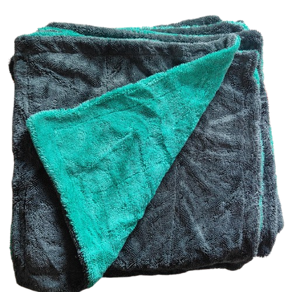 Bulk Pack of 17 Ultra-Thick Microfiber Cloths – 900 GSM, 38x38 cm (Black with Green Edges)
